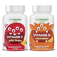 Kids Vitamin C 80mg Jelly Beans + Vitamin D3 1000 IU Chewables Bundle