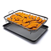 EaZy MealZ Crisping Basket & Tray Set | Air Fry Crisper Basket | Tray & Grease Catcher | Even Cooking | Non-Stick | Healthy Cooking (Gray, 17.5