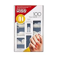 KISS 100 Full-Cover Nails, Press-On Nails, Nail glue included, Active Oval' Shape, Clear, Medium Size, Oval Shape, Includes 100 Nails, 3g Maximum Speed Nail Glue