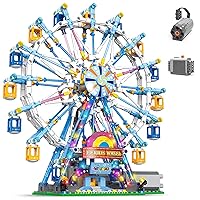 Rotating Ferris Wheel Building Blocks Kit,with Lights Amusement Park Building Construction Toys Set for 6+ Year Boys.Girls.Adult(870 Pieces)