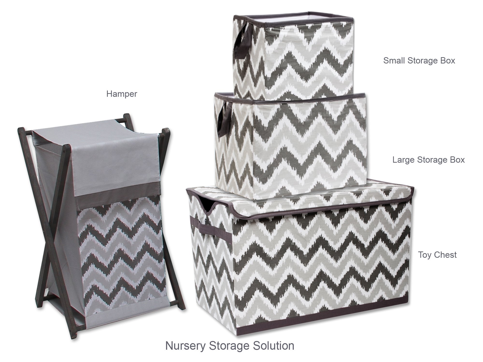 Bacati - Mix N Match Ikat Zigzag/Chevron Nursery Storage (Changing Table Storage Runner, Grey)
