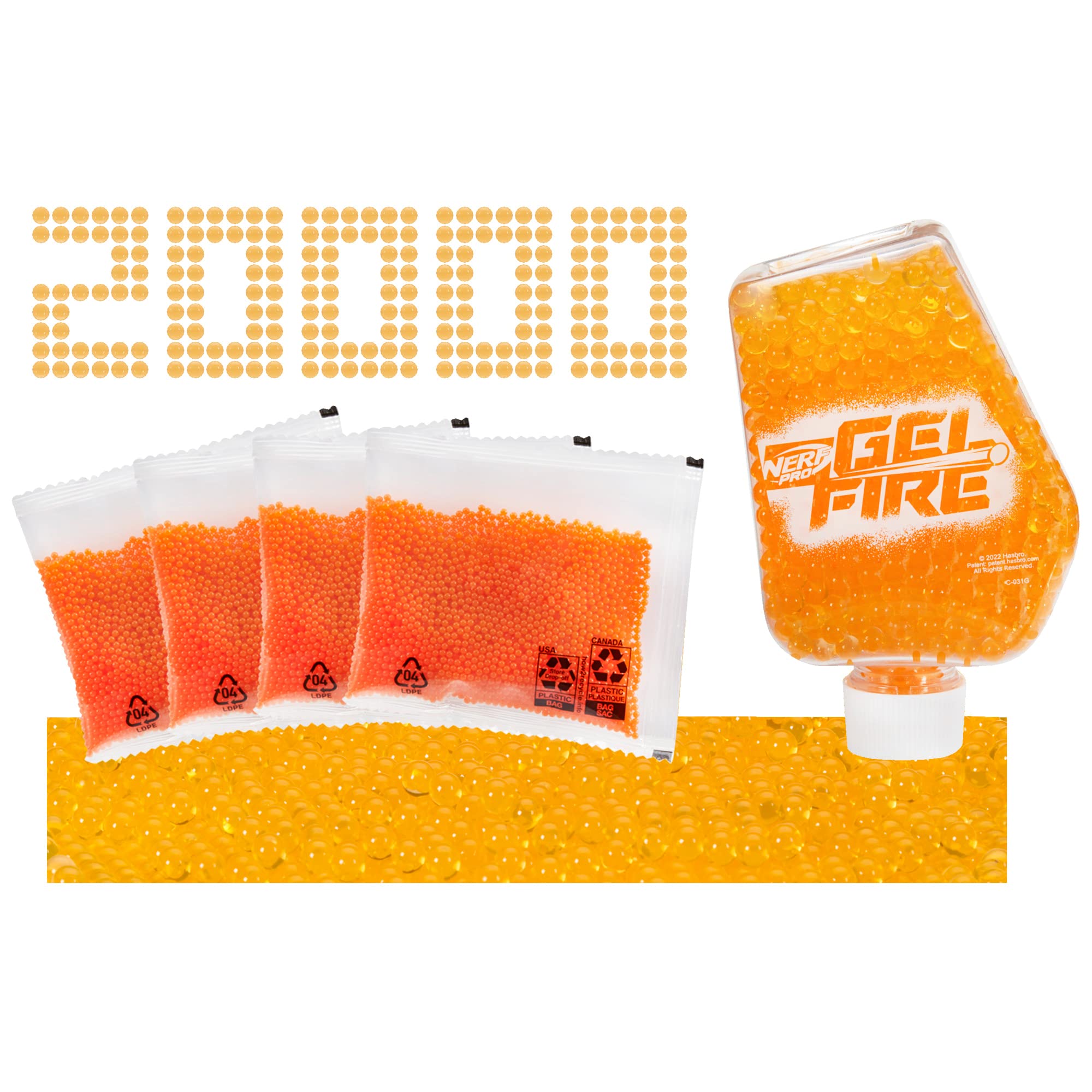 NERF Pro Gelfire Refill, 20,000 Dehydrated Gelfire Rounds, 1x 800 Round Hopper, Use Pro Gelfire Blasters, Ages 14 & Up
