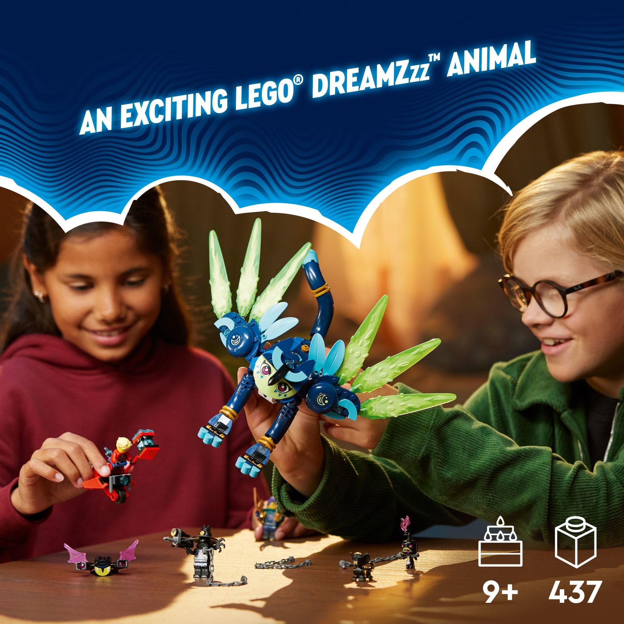 LEGO DREAMZzz Zoey and Zian The Cat-Owl, TV Show Inspired Animal Toy Building Set for Kids, Toy for Girls and Boys Ages 9 Years Old and Up, 71476