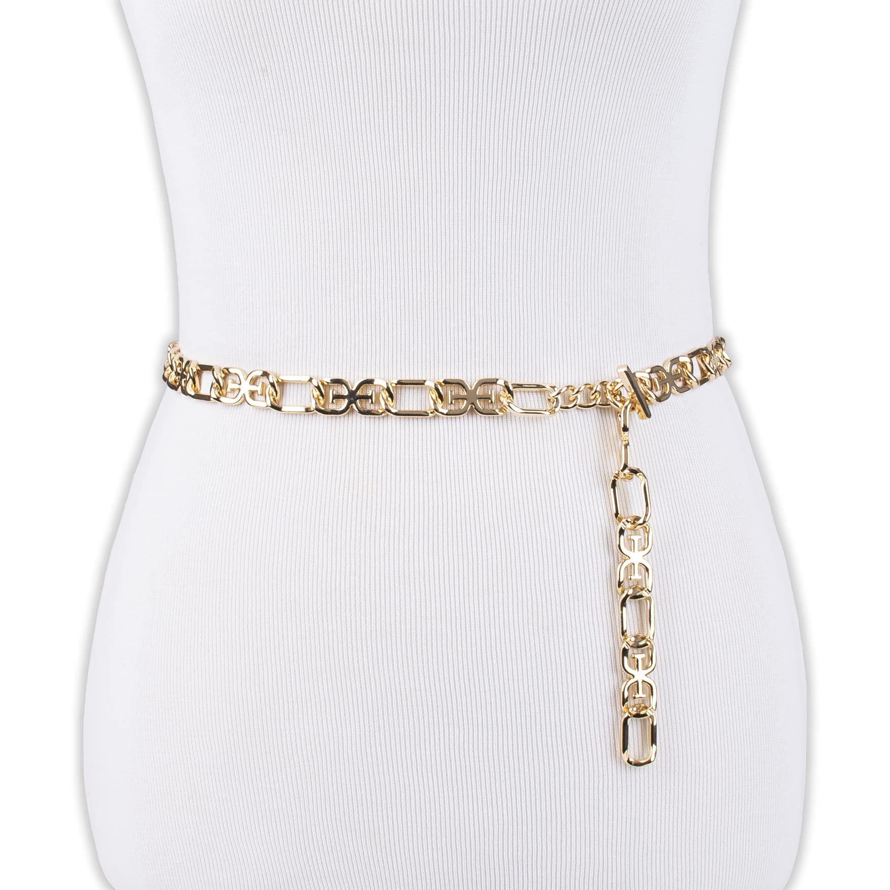 Sam Edelman Women's Fully Adjustable Double-e Logo Chain Link Dress Belt