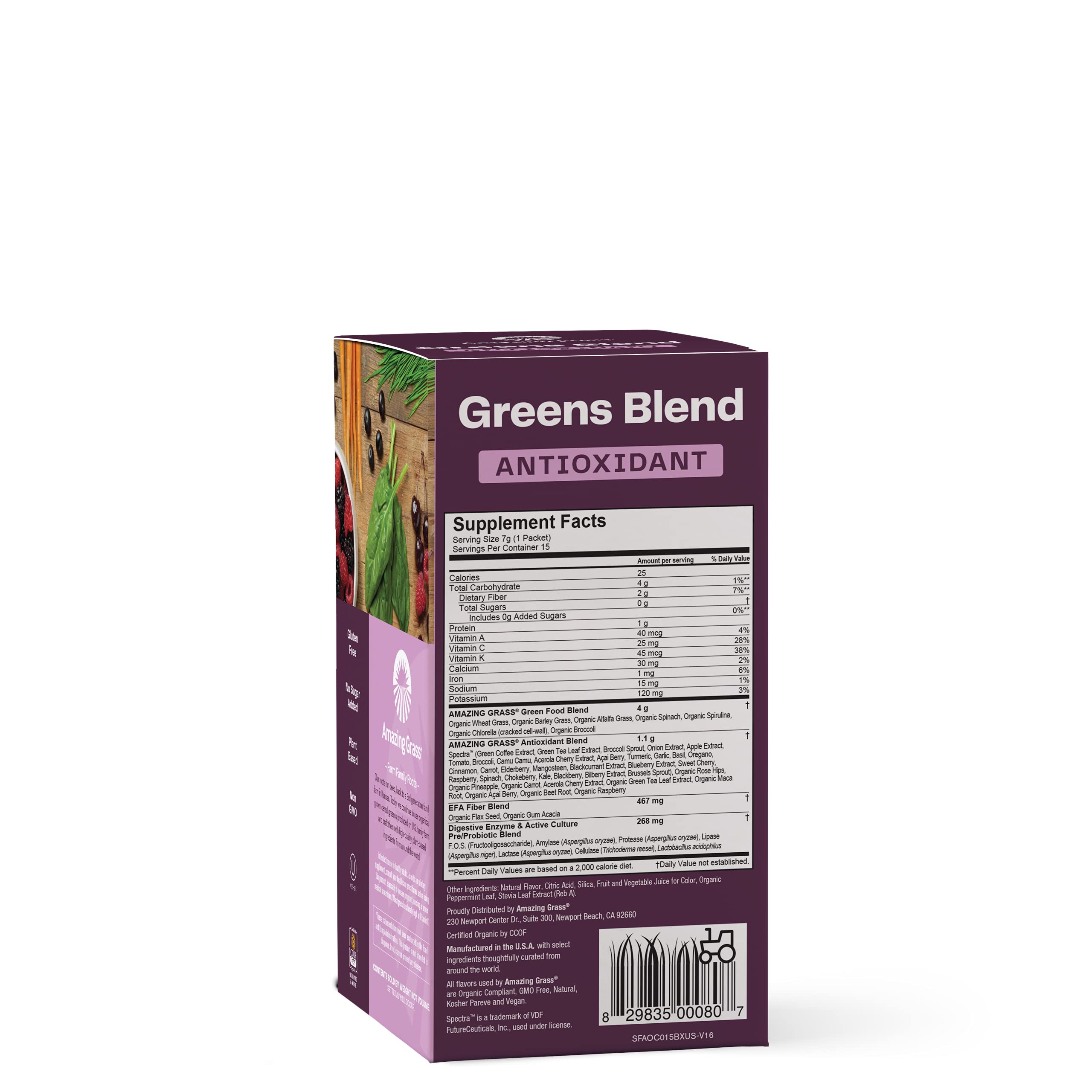 Amazing Grass Greens Blend Antioxidant: Super Greens Powder Smoothie Mix with Organic Spirulina, Beet Root Powder, Elderberry & Probiotics, Sweet Berry, 15 Servings (Packaging May Vary)