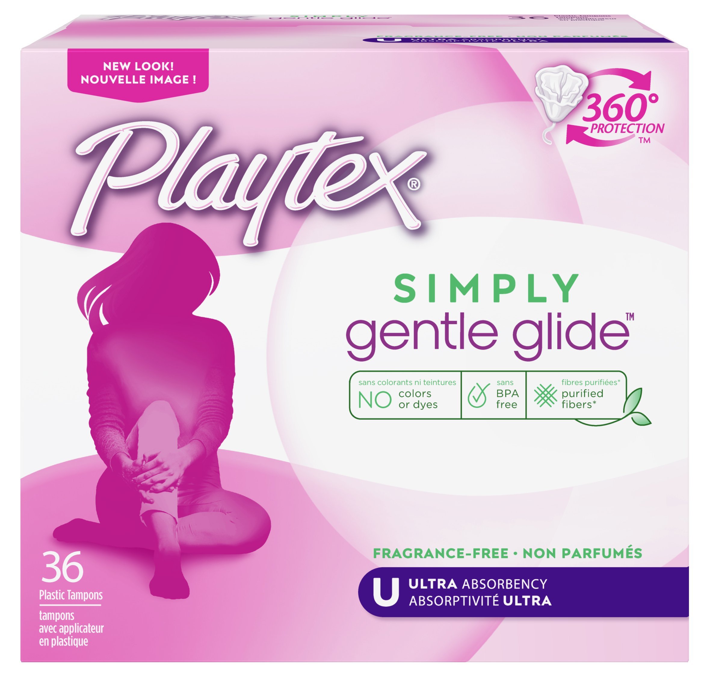 Playtex Simply Gentle Glide Tampons, Ultra Absorbency, Fragrance-Free - 36ct