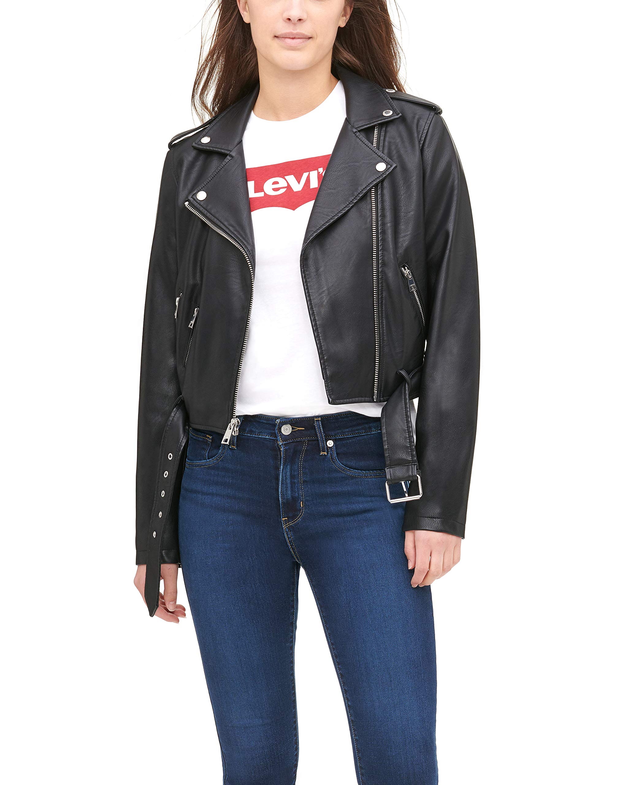 Actualizar 96+ imagen levi’s women’s faux leather belted motorcycle jacket