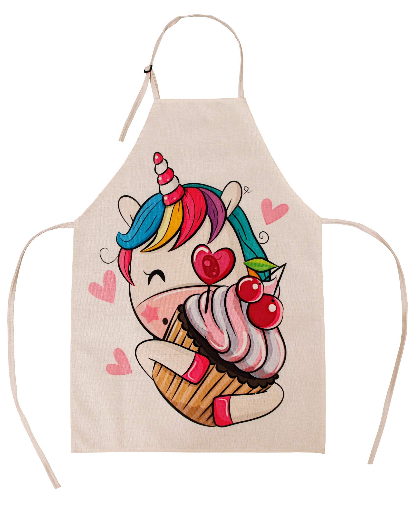 Unique Aprons - Unicorn Apron Cupcake Kids Apron for Birthday Party's, Gardening, Kitchen, Cooking, Baking Chef Activity Size Teen, Kids and Adults 8 Years Old and up Girl, Boy and Women, Mommy and Me
