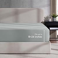 Nestl Extra Deep Pocket King Fitted Sheet, Light Grey Fitted Sheet King Size, 1800 Microfiber King Fitted Sheet Only, Soft King Bed Fitted Sheet Fits up to 24 Inch Mattress - King Size Fitted Sheets