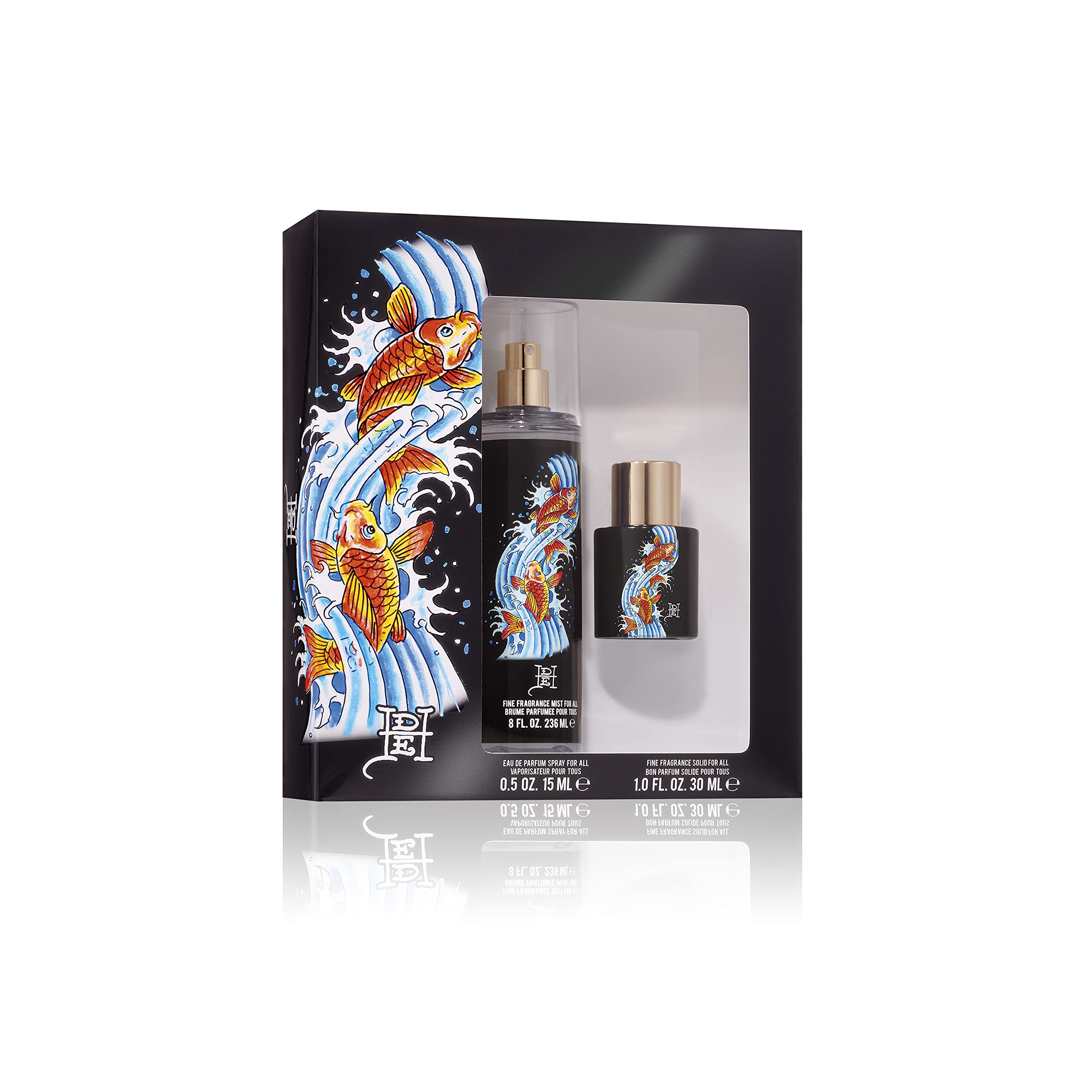 Ed Hardy Koi Wave Eau de Parfum Spray 2 Piece Gift Set, Unisex Fragrance for Men and Women