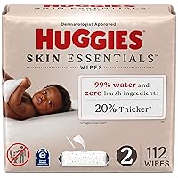 Huggies Skin Essentials Baby Wipes, Hypoallergenic, 99% Water, 2 Flip Top Packs (112 Wipes Total)