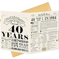 Jumbo Happy 40th Birthday Cards For Women or Men, Double-Sided Birthday Newspaper Sign for Him Her 40th Birthday, 1984 Birthday Poster, 40th Birthday Decor Gift for Husband Wife Dad Mom Friend