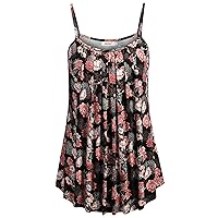 BEPEI Women Loose Casual Summer Pleated Flowy Sleeveless Camisole Tank Tops