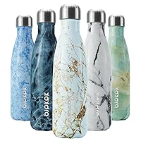 BJPKPK Insulated Water Bottles -17oz/500ml -Stainless Steel Water Bottles,Sports Water Bottles Keep Cold for 24 Hours and Hot for 12 Hours,Marble Amber