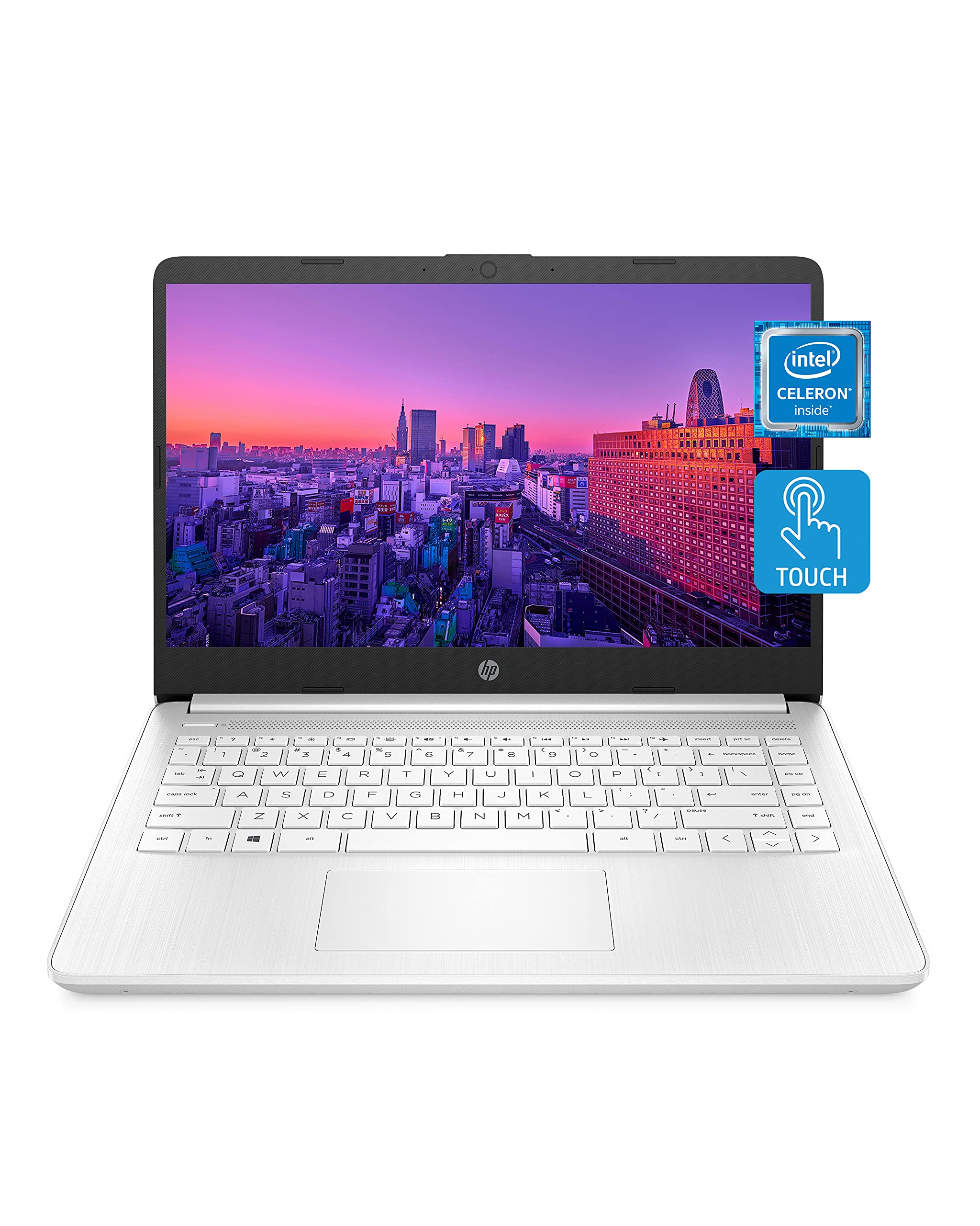 HP 14 Laptop, Intel Celeron N4020, 4 GB RAM, 64 GB Storage, 14-inch HD Touchscreen, Windows 11 Home, Thin & Portable, 4K Graphics, One Year of Microsoft 365 (14-dq0080nr, 2021, Snowflake White)