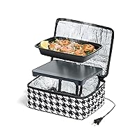 HOTLOGIC Mini Portable Electric Lunch Box Food Heater - Innovative Food Warmer and Heated Lunch Box for Adults Car/Home - Easily Cook, Reheat, and Keep Your Food Warm - HOUNDSTOOTH - 120V