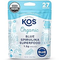 USDA Organic Blue Spirulina Powder, Phycocyanin - Vegan Algae Superfood - Natural Food Coloring for Smoothies & Protein Drinks, Plant Based, Non GMO - 27 Servings