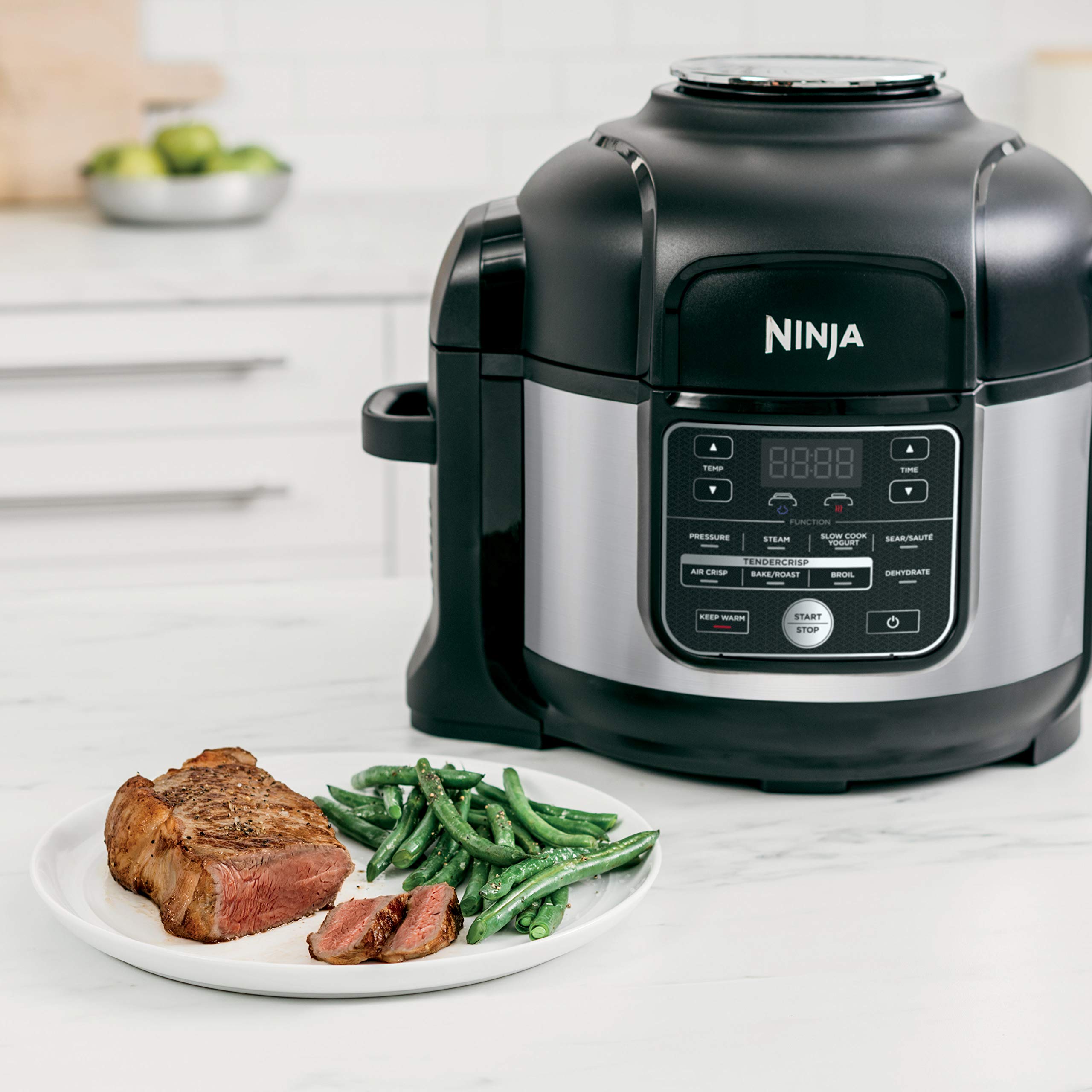 Ninja OS301 Foodi 10-in-1 Pressure Cooker and Air Fryer with Nesting Broil Rack, 6.5 Quart, Stainless Steel