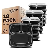 Freshware Meal Prep Containers [20 Count] 3 Compartment With Lids, Food Containers, Lunch Box, BPA Free, Stackable, Bento Box, Microwave/Dishwasher/Freezer Safe (40 Oz)