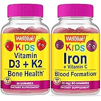 Vitamin D3+K2 Kids + Iron + Vitamin C Kids, Gummies Bundle - Great Tasting, Vitamin Supplement, Gluten Free, GMO Free, Chewable Gummy