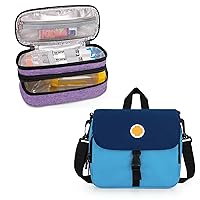CURMIO Double Layer EpiPen Carrying Case for Kids, Insulated Medicine Supplies Travel Bag with Shoulder Strap for 2 EpiPens, Auvi-Q, Spacer, Vials, Nasal Spray, Asthma Inhaler