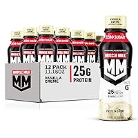 Muscle Milk Genuine Protein Shake, Vanilla Creme, 11.16 Fl Oz Bottle, 12 Pack, 25g Protein, Zero Sugar, Calcium, Vitamins A, C & D, 5g Fiber, Energizing Snack, Workout Recovery, Packaging May Vary