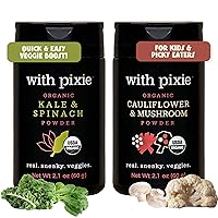 Picky Eaters Vegetable Powder, All Natural Organic Kale & Spinach/Mushroom & Cauliflower Vegetable Powder for Kids & Toddlers, & Non-GMO, Gluten Free, Plant Based Greens, 1 Month Supply