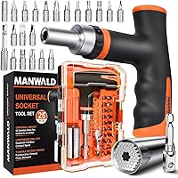 Universal Socket Tool Set, Ratcheting T-Handle Screwdriver Set with Power Drill Adapter, Gifts for Him, Women, Dad, Husband, Orange