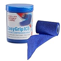 Mueller Sports Medicine EasyGrip ICE Cooling Compression Wrap, for Men and Women, Easy Application, Helps to Relieve Pain & Provide Support to Body Parts, Blue
