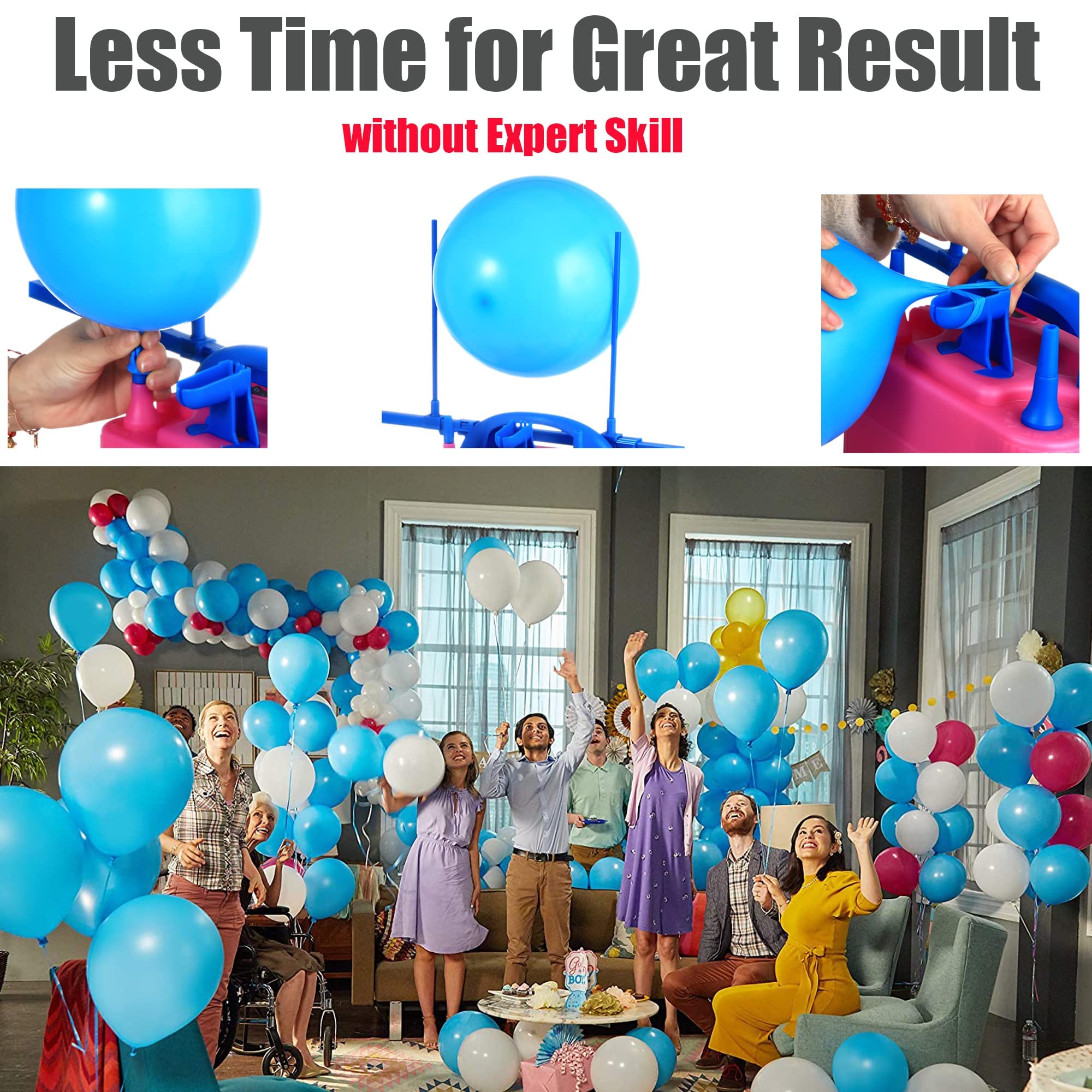 Party Zealot Electric Balloon Inflator Dual Nozzles with Balloon Sizer Air Pump US Standard Plug for Balloon Arch, Balloon Column Stand, and Balloon Decoration