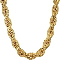 LIFETIME JEWELRY 8mm Rope Chain Necklace 24k Real Gold Plated for Women and Men