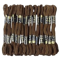 Anchor Hand Cross Stitch Stranded Cotton Embroidery Thread Floss Pack of 25 Skeins-Brown