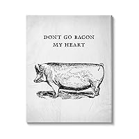 Stupell Industries Don't Go Bacon My Heart Funny Pig Phrase Canvas Wall Art, 16 x 20, Grey