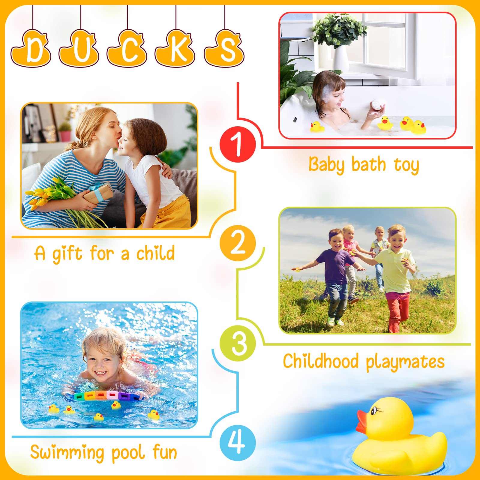 600 Pcs Mini Rubber Ducks in Bulk Bath Toy Squeak Tiny Ducks for Kids Bathtub Shower Birthday Favors Party Decoration Gift, 1.57 x 1.57 x 1.18 Inches (Yellow)