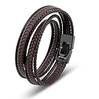 SERASAR | Premium Leather Wrap Bracelet [Wrap] for Men in Black & Brown | Different Lengths | Stainless Steel Clasp | Includes Jewelry Box | Great Gift for Men