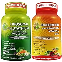 SUPPLEMENTS STUDIO x2 Booster with Liposomal Glutathione 500mg. Master Antioxidant & Detoxifier and Quercetin 500mg with Bromelain, Zinc Quercetin and Vitamin C Supplement