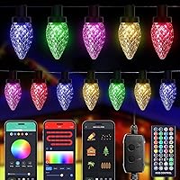 Minetom C9 RGB Smart Christmas Lights, 98 Feet 150 LED C9 Color Changing Lights with Music Sync Remote APP, Shatterproof Connectable C9 String Lights for House Indoor Outdoor Xmas Tree Decoration