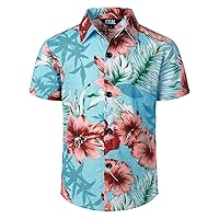Big Boy's Floral Casual Button Down Short Sleeve Hawaiian Shirt