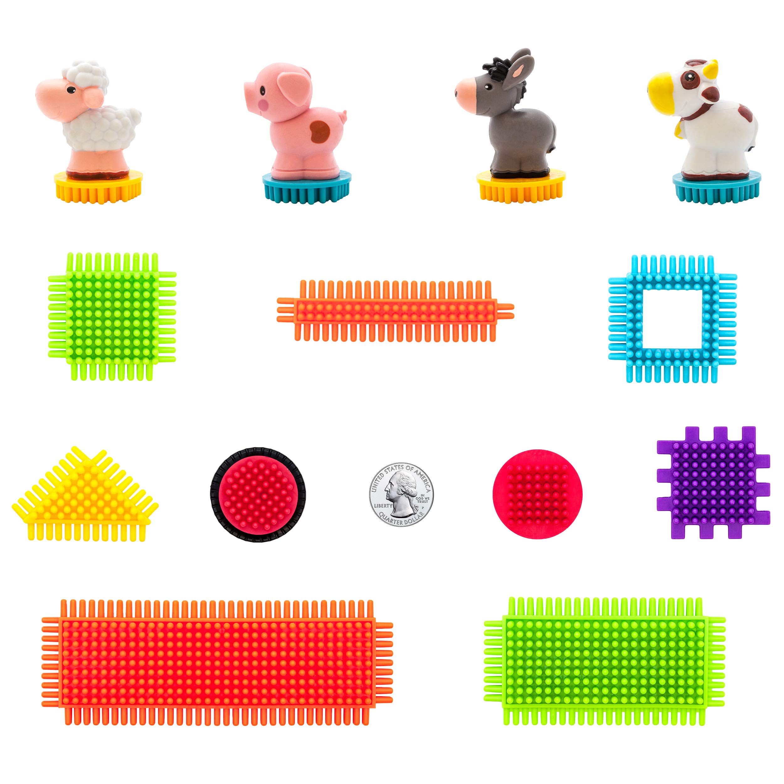 PicassoTiles Bristle Lock Block Tiles 151pcs+41pcs, Truck Theme Set, Hedgehog Bristle Lock Building Blocks Construction Toy Set w/IdeaBook Learning Playset None Magnetic STEM STEAM Educational Kit