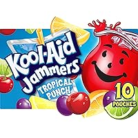 Kool-Aid Jammers Tropical Punch Artificially Flavored Kids Soft Drink (40 ct Pack, 4 Boxes of 10 Pouches)