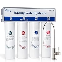 iSpring CU-A4 0.01μm Ultra-Filtration Under Sink Water Filter System, Tankless 4-Stage High Capacity, Remove 99.99% Contaminants, Quick Filter Change with Brushed Nickel Faucet, White