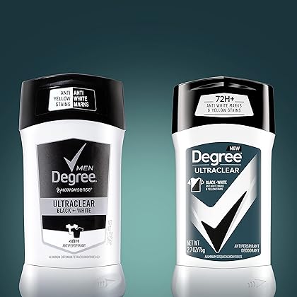 Degree Men UltraClear Antiperspirant Deodorant Black + White 4 count 72-Hour Sweat & Odor Protection Antiperspirant For Men With MotionSense Technology 2.70 Ounce (Pack of 4)