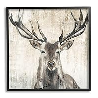 Rustic Deer Elk Wildlife Portrait Framed Giclee Art, Design by Liz Jardine