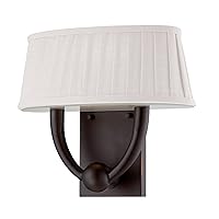 Nuvo Lighting 62/197 Kent LED One Light Wall Sconce 4.8 Watt 285 Lumens Soft White 2700K KolourOne LED Technology White Fabric Shade Copper Espresso Fixture