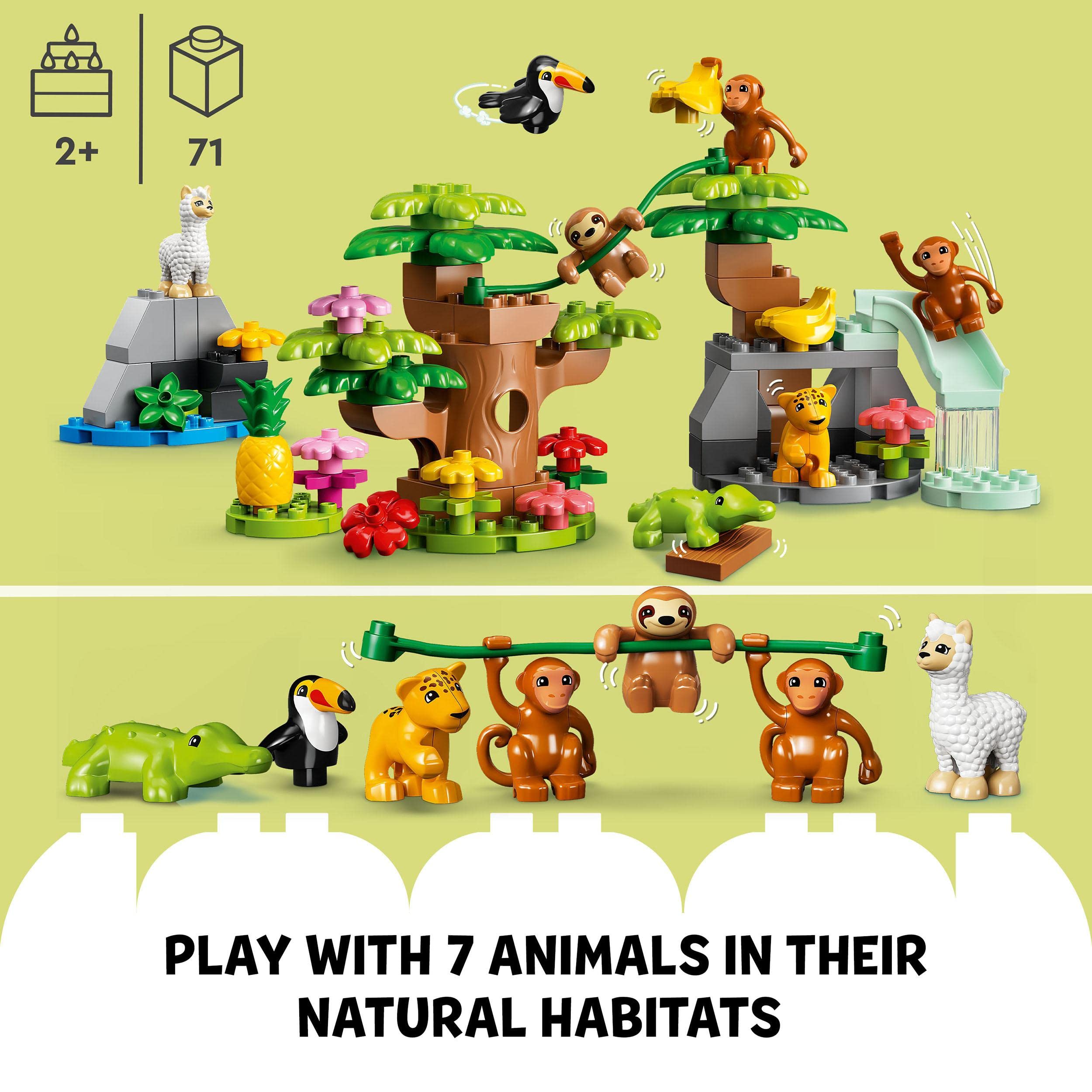 Mua LEGO 10973 DUPLO Wild Animals of South America Set, with 7 Toy Animal  Figures & Jungle Playmat, Early Learning Toys for Toddlers Aged 2+ trên  Amazon Anh chính hãng 2023 | Giaonhan247