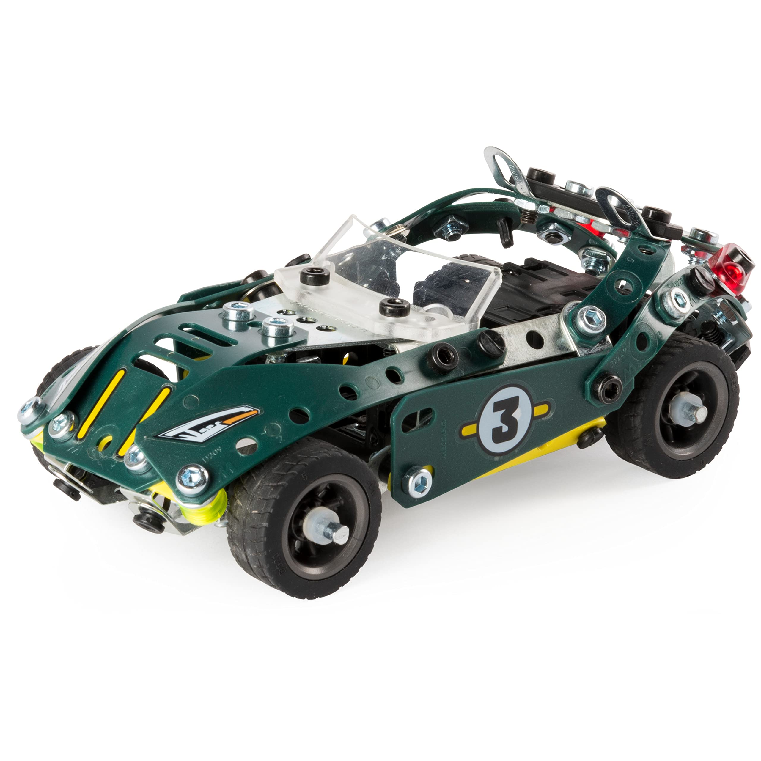 Meccano by Erector 5 in 1 Roadster Pull Back Car Building Kit, STEM Engineering Education Toy for Ages 8 and up