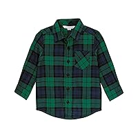 RUGGEDBUTTS® Baby/Toddler Boys Solid Cotton Long Sleeve Button Down Shirt with Button Tabs