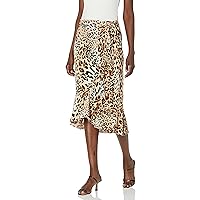 Women's Wrap Animal Georgette Ruffle Skirt