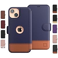 iPhone 15 Wallet Case for Women and Men, Case with Card Holder [Slim & Protective] for Apple 15 (6.1”), Vegan Leather i-Phone Cover, Cute Phone Case, Blue & Brown, Desert Sky