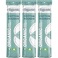 Cliganic Organic Cotton Rounds (300 Count) Makeup Remover Pads, Hypoallergenic, Lint-Free | 100% Pure Cotton (Packaging May Vary)